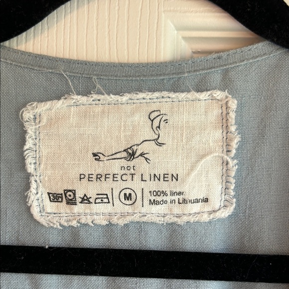 notPERFECTLINEN Soft Blue Linen Wrap Dress - Picture 2 of 5